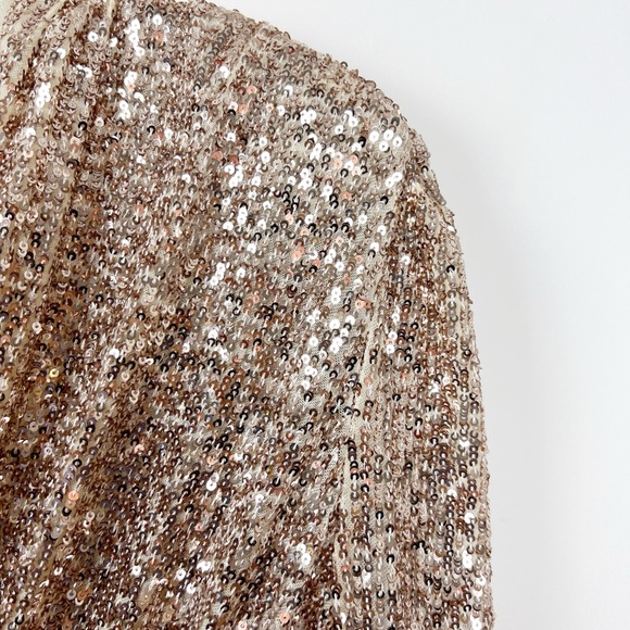 NWT GENERATION LOVE Miley Sequin Faux Wrap Sequin Mini Dress in Champagne S - Picture 6 of 10